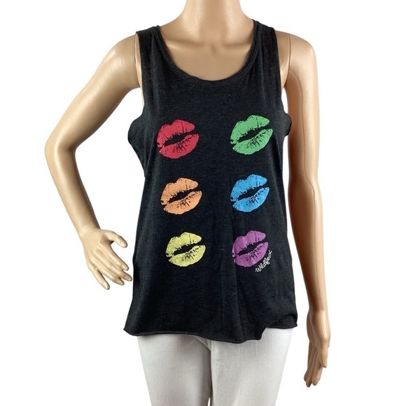Wildfox Pride Lips Muscle Tank Size XS Black - Picture 1 of 7